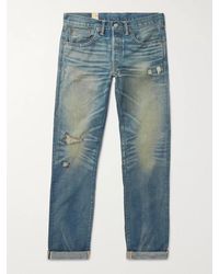 RRL - Ridgway schmal geschnittene Jeans aus Selvedge Denim in Distressed-Optik - Lyst