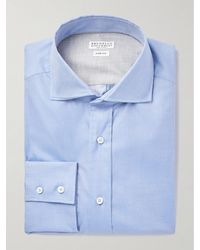 Brunello Cucinelli - Slim-Fit Cutaway-Collar Cotton-Twill Shirt - Lyst