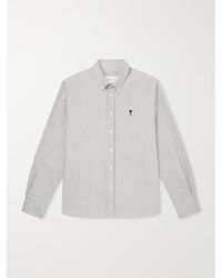 Ami Paris - Logo-Embroidered Striped Cotton-Oxford Shirt - Lyst