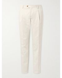 Lardini - Straight-leg Pleated Cotton-blend Twill Trousers - Lyst