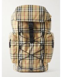 Burberry - Murray Logo-embossed Checked Shell Leather-trimmed Backpacks - Lyst