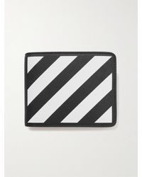 Off-White c/o Virgil Abloh Portafoglio in pelle saffiano a righe con logo stampato - Nero