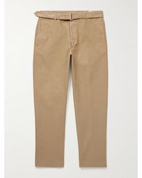 Officine Generale - Schmal zulaufende Hose aus Baumwoll-Twill mit Gürtel in Stückfärbung - Lyst