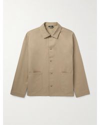 A.P.C. - Kerlouan Logo-embroidered Cotton And Linen-blend Twill Overshirt - Lyst