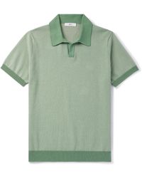MR P. - Honeycomb-knit Cotton Polo Shirt - Lyst
