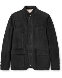 Eleventy - Slim-Fit Nehru-Collar Padded Suede Down Jacket - Lyst