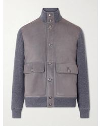 Brunello Cucinelli - Suede And Knitted Cashmere Jacket - Lyst