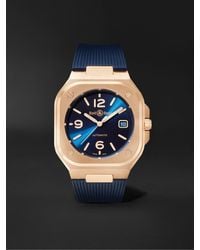 Bell & Ross - Br 05 Blue Gold Automatic 40mm 18-karat Rose Gold And Rubber Watch, Ref. No. Br05a-blu-pg/srb - Lyst