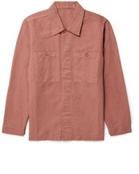 MR P. - Garment-dyed Cotton And Linen-blend Twill Overshirt - Lyst