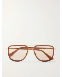 Bottega Veneta - Aviator-style Gold-tone And Acetate Sunglasses - Lyst
