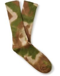 MR P. Ribbed Tie-dyed Cotton-blend Socks - Green