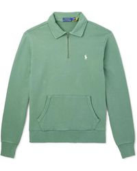 Polo Ralph Lauren - Slim-Fit Logo-Embroidered Cotton-Jersey Half-Zip Sweatshirt - Lyst