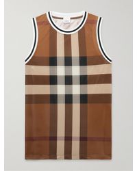 Burberry - Checked Mesh Tank Top - Lyst