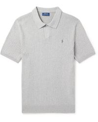 Polo Ralph Lauren - Logo-embroidered Ribbed Cotton Polo Shirt - Lyst
