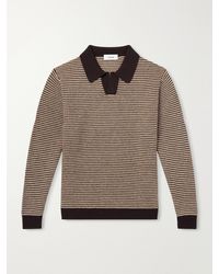 Lardini - Striped Camp-Collar Wool And Cashmere Blend Sweater - Lyst