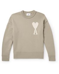 Ami Paris - Logo-intarsia Virgin Wool Sweater - Lyst