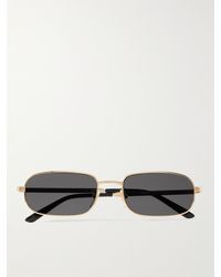 Gucci - Rectangular-frame Gold-tone Sunglasses - Lyst