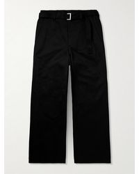 Sacai - Straight-Leg Belted Cotton-Gabardine Trousers - Lyst