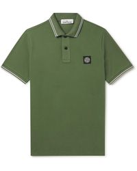 Stone Island - Logo-appliquéd Stretch-cotton Piqué Polo Shirt - Lyst