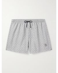 Brunello Cucinelli - Straight-leg Short-length Logo-embroidered Printed Swim Shorts - Lyst
