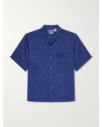 Blue Blue Japan - Sakura Camp-Collar-Dyed Floral-Print Linen Shirt - Lyst