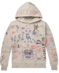SAINT Mxxxxxx - Born X Raised Distressed Crystal-embellished Printed Cotton-jersey Hoodie - Lyst