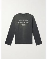 Acne Studios - Edden U 1996 Logo-Print Distressed Cotton And Hemp-Blend T-Shirt - Lyst