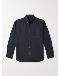 A.P.C. - Mateo Button-Down Collar Logo-Embroidered Cotton-Twill Shirt - Lyst
