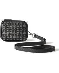 Serapian Mosaico Woven Leather Wallet With Lanyard - Black