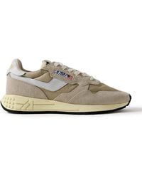 Autry - Reelwind Low Cracked-Leather Trimmed Suede And Shell Sneakers - Lyst