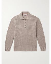 Brunello Cucinelli - Waffle-Knit Cashmere Polo Shirt - Lyst
