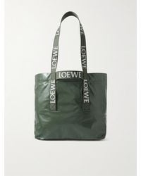 Loewe - Webbing-trimmed Crinkled-leather Tote Bag - Lyst