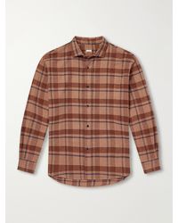 A.PRESSE - Checked Cotton And Silk-Blend Twill Shirt - Lyst