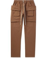 Rick Owens - Slim-fit Straight-leg Cotton-twill Drawstring Cargo Trousers - Lyst