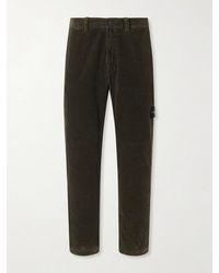 Stone Island - Logo-Appliquéd Wide-Leg Cotton-Corduroy Trousers - Lyst