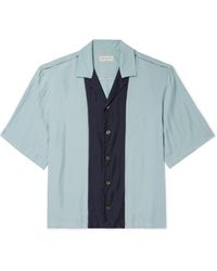 Dries Van Noten - Camp-collar Colour-block Embroidered Satin Shirt - Lyst
