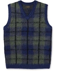 Beams Plus - Checked Knitted Sweater Vest - Lyst