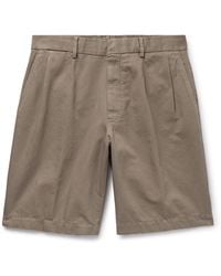 Zegna - Straight-leg Pleated Cotton And Linen-blend Shorts - Lyst