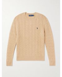 Polo Ralph Lauren - Logo-Embroidered Cable-Knit Wool And Cashmere-Blend Sweater - Lyst