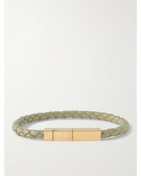 Bottega Veneta - Braided Leather And Gold-plated Bracelet - Lyst