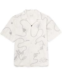 Kardo - Ronen Convertible-collar Embroidered Cotton Shirt - Lyst