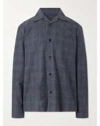 Jil Sander - Camp-collar Checked Wool And Linen-blend Shirt - Lyst