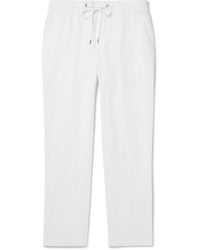 James Perse - Straight-leg Garment-dyed Linen Drawstring Trousers - Lyst