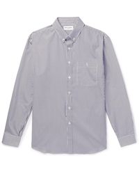 Saint Laurent - Monogram Button-down Collar Striped Cotton-poplin Shirt - Lyst