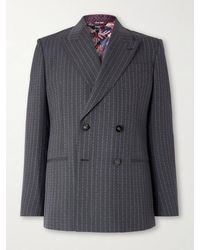 Etro - Double-breasted Logo-embroidered Wool-blend Jacquard Suit Jacket - Lyst