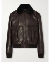 Saint Laurent - Shearling-trimmed Full-grain Leather Jacket - Lyst