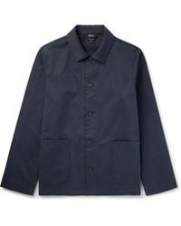 A.P.C. - Kerlouan Logo-Embroidered Cotton-Twill Overshirt - Lyst