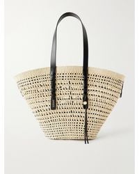 Loewe - Paula's Ibiza Braid Basket Leather-Trimmed Raffia Tote Bag - Lyst