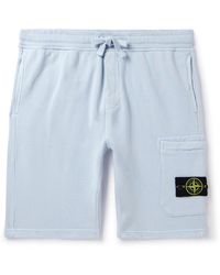 Stone Island - Straight-leg Logo-appliquéd Garment-dyed Cotton-jersey Drawstring Shorts - Lyst