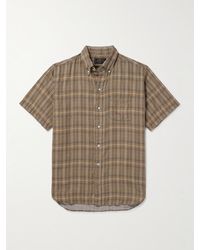 Beams Plus - Button-Down Collar Checked Cotton-Gauze Shirt - Lyst